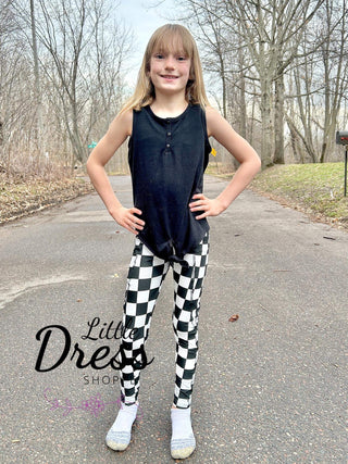 White and black Checkered leggings
