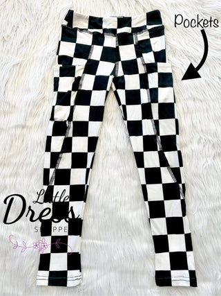 White and black Checkered leggings