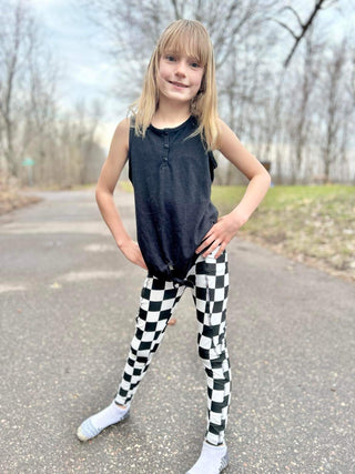 White and black Checkered leggings