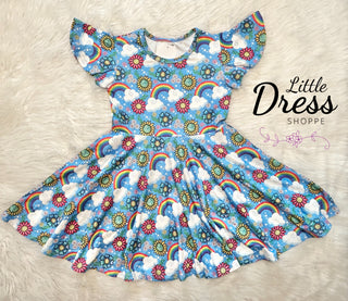 Rainbows and Flowers Twirly Dress