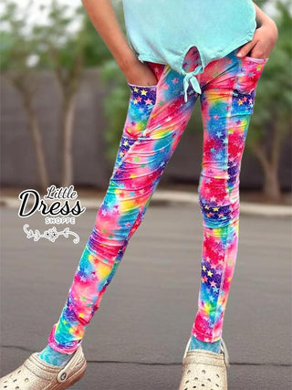 Bright Pink Stars Leggings