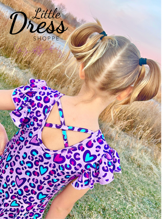 Purple Leopard Heart Twirly Dress