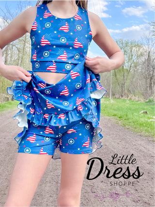 Two Piece 4th of July Unicorn Yoga Set