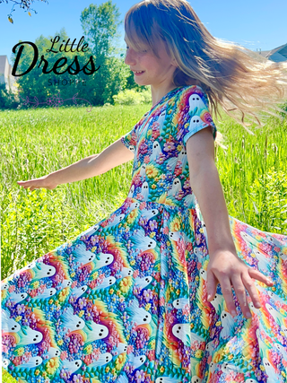 Embroidered Rainbow Ghost Twirly Halloween Dress