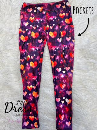 Maroon Heart Leggings