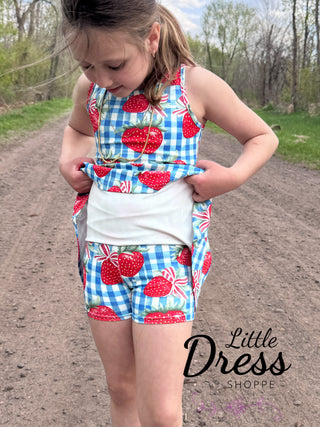 Two Piece 4th of July Strawberry Yoga Set
