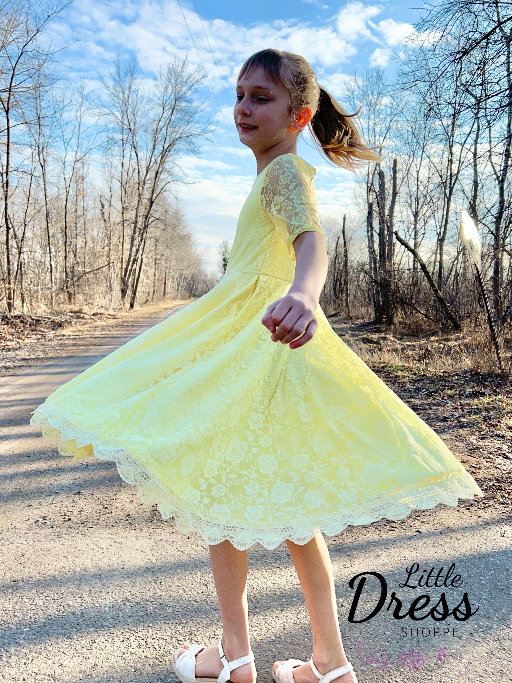Pastel Yellow Twirly Lace Dress 16 Pastel Yellow Twirly Lace Dress 16
