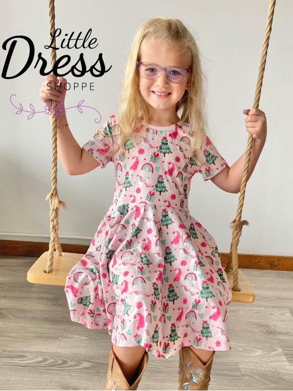 christmas unicorn dress Christmas Unicorn Twirl Dress 2T