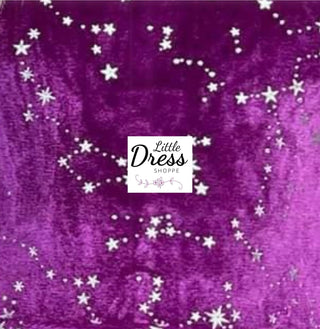 Purple Twirly Velvet Dress with Silver Stars