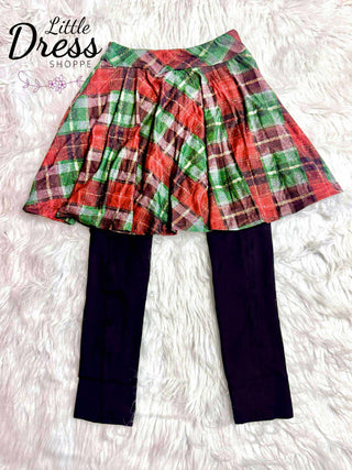 Matching Plaid Christmas Set, Shirt, Dress and Skirted Leggings