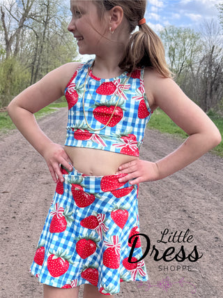 Two Piece 4th of July Strawberry Yoga Set