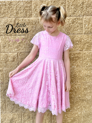 Pink Lace Twirly Fancy Dress