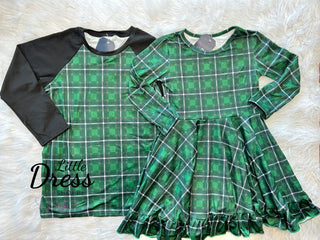 Long Sleeve Green Plaid Christmas Shirt, Matching Shirt to the Green Plaid Dress