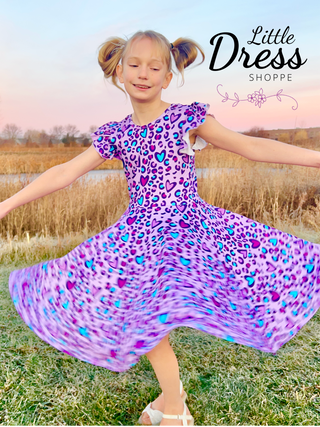 Purple Leopard Heart Twirly Dress