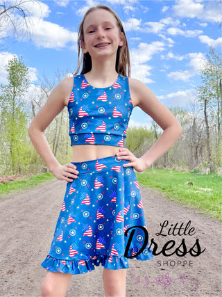 Two Piece 4th of July Unicorn Yoga Set