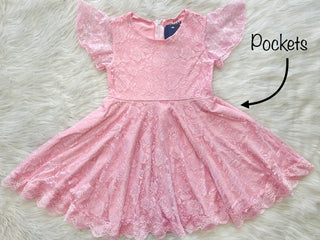 Pink Lace Twirly Fancy Dress