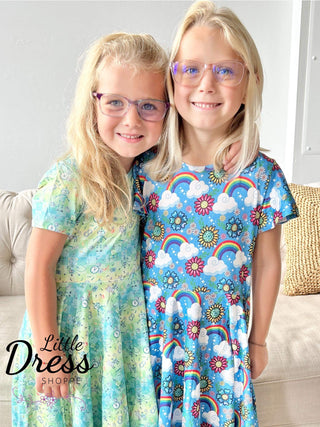 Rainbows and Flowers Twirly Dress