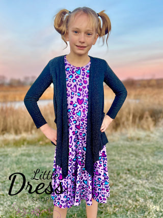 Purple Leopard Heart Twirly Dress