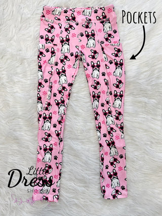 Pink Frenchie Valentines Leggings