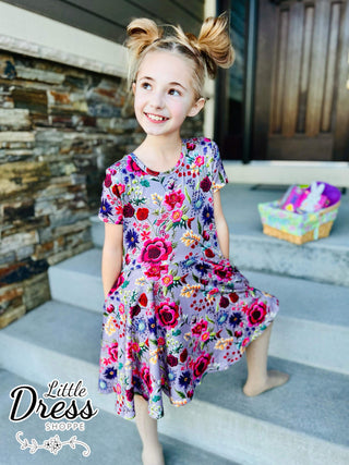 Embroidery Style Twirly Floral Dress