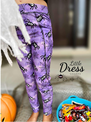 Purple Spider Halloween Leggings