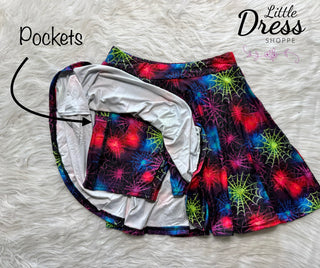 Halloween Spider Web Twirly Skort