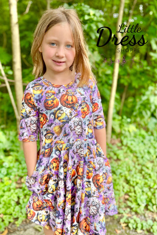 Yellow Guy Halloween Twirly Dress