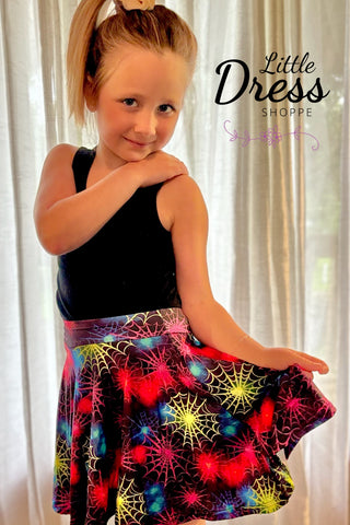 Halloween Spider Web Twirly Skort
