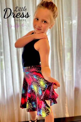 Halloween Spider Web Twirly Skort
