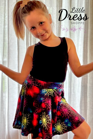 Halloween Spider Web Twirly Skort