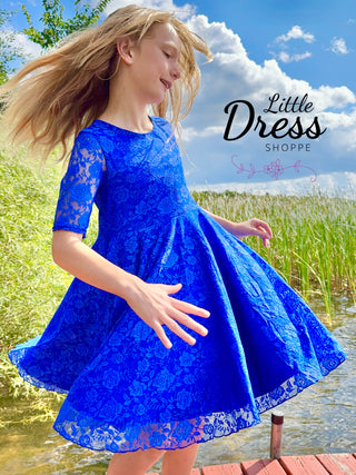 New! Royal Blue Lace Dress 3