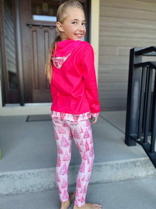 Holiday pink tree leggings