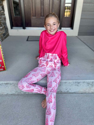 Holiday pink tree leggings