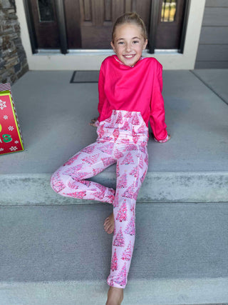 Holiday pink tree leggings