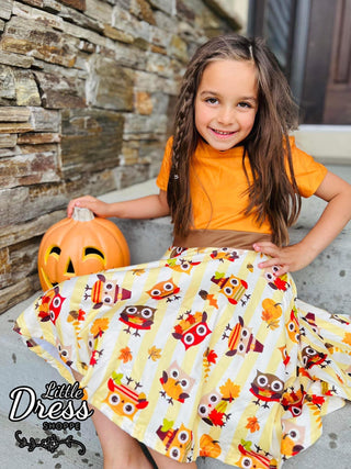 Fall Owl Twirly Dress