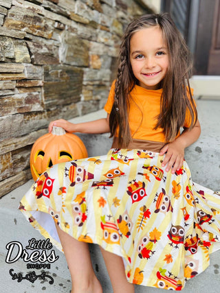 Fall Owl Twirly Dress