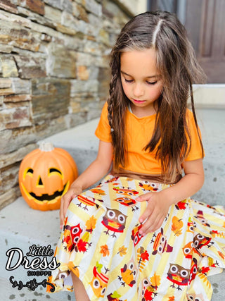 Fall Owl Twirly Dress