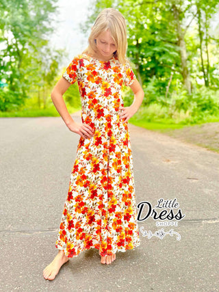 maxi fall floral dress Fkelyi Fall Maxi Dress for Women Long Sleeve V Neck Wedding Guest Dresses Pink Colorful Flower Print Flowy A-Line Elegant Dress with Pockets, 3XL,