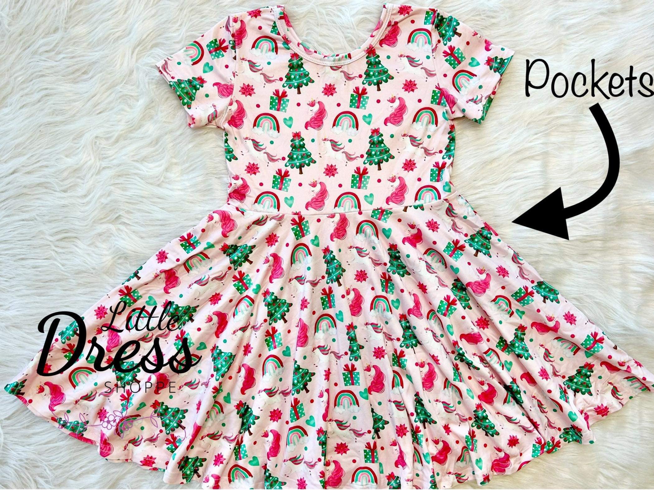 unicorn christmas dress Christmas Unicorn Twirl Dress 2T