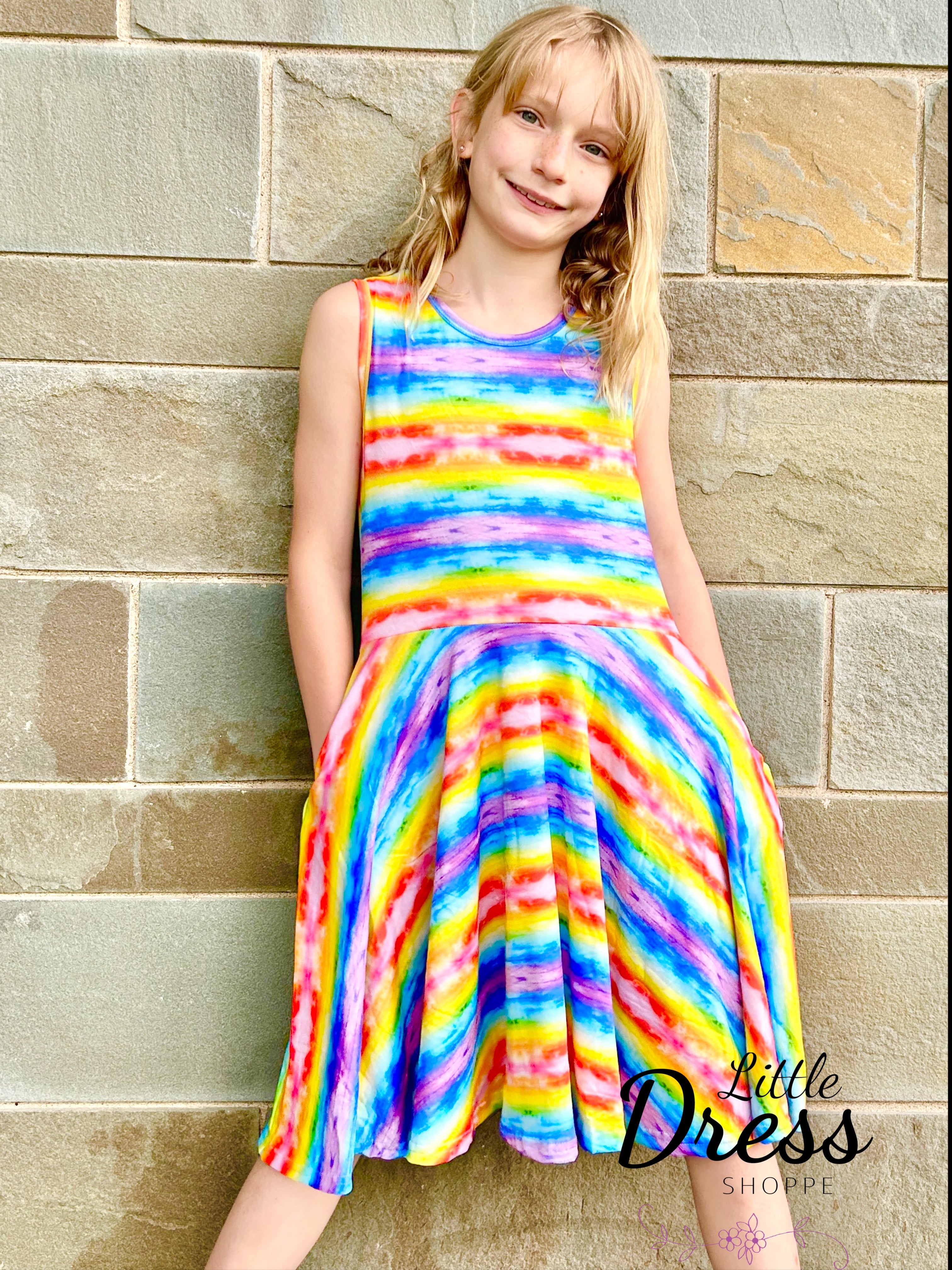 pastel rainbow tie dye dress Cross Back Twirly Dress in Pastel Tie Dye 1.5-2Y
