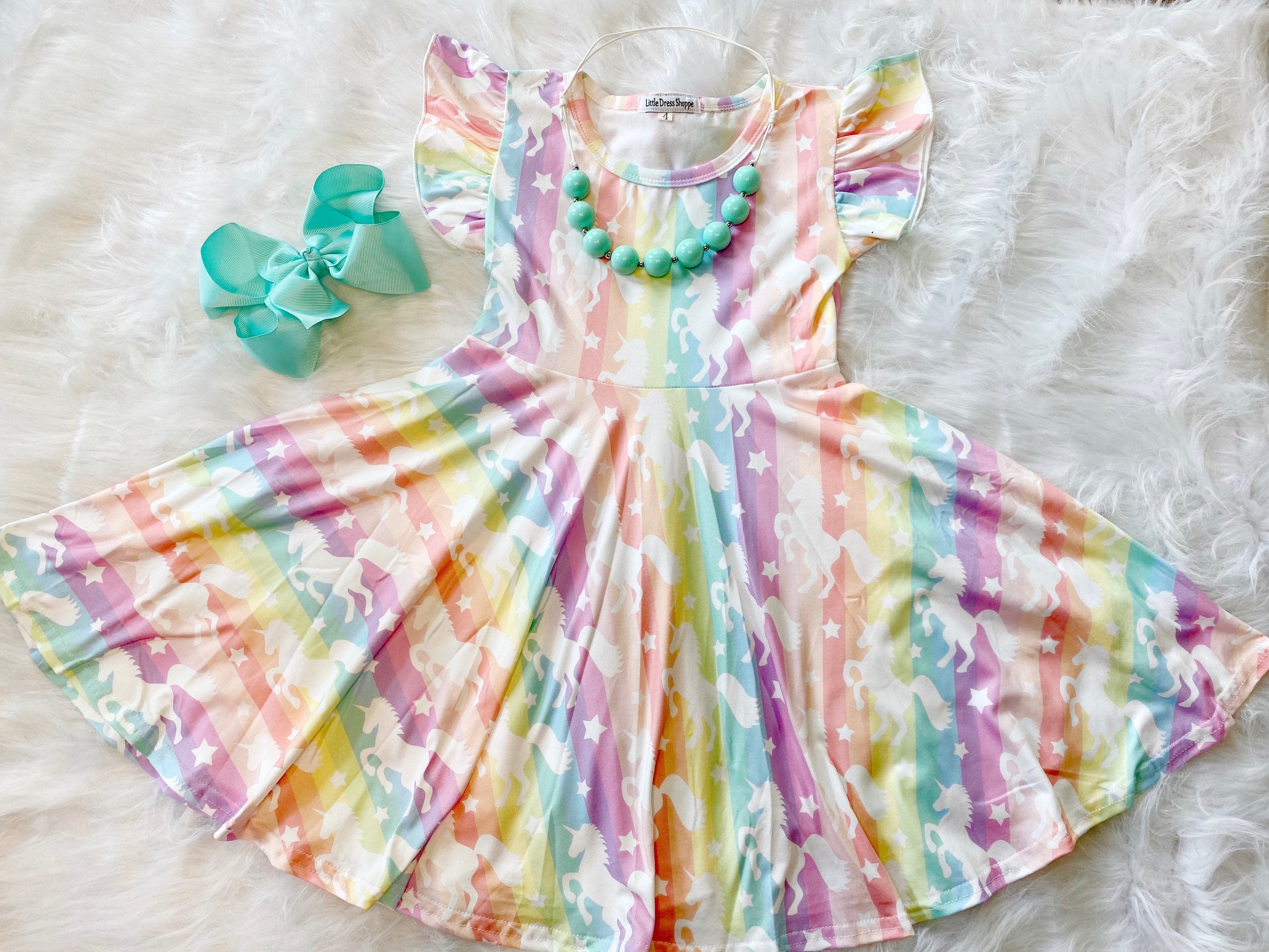 pastel unicorn dress Pastel Rainbow Unicorn Tutu Dress: Flower Girl Birthday Cosplay