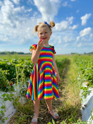 Rainbow Stripe Twirly Dress