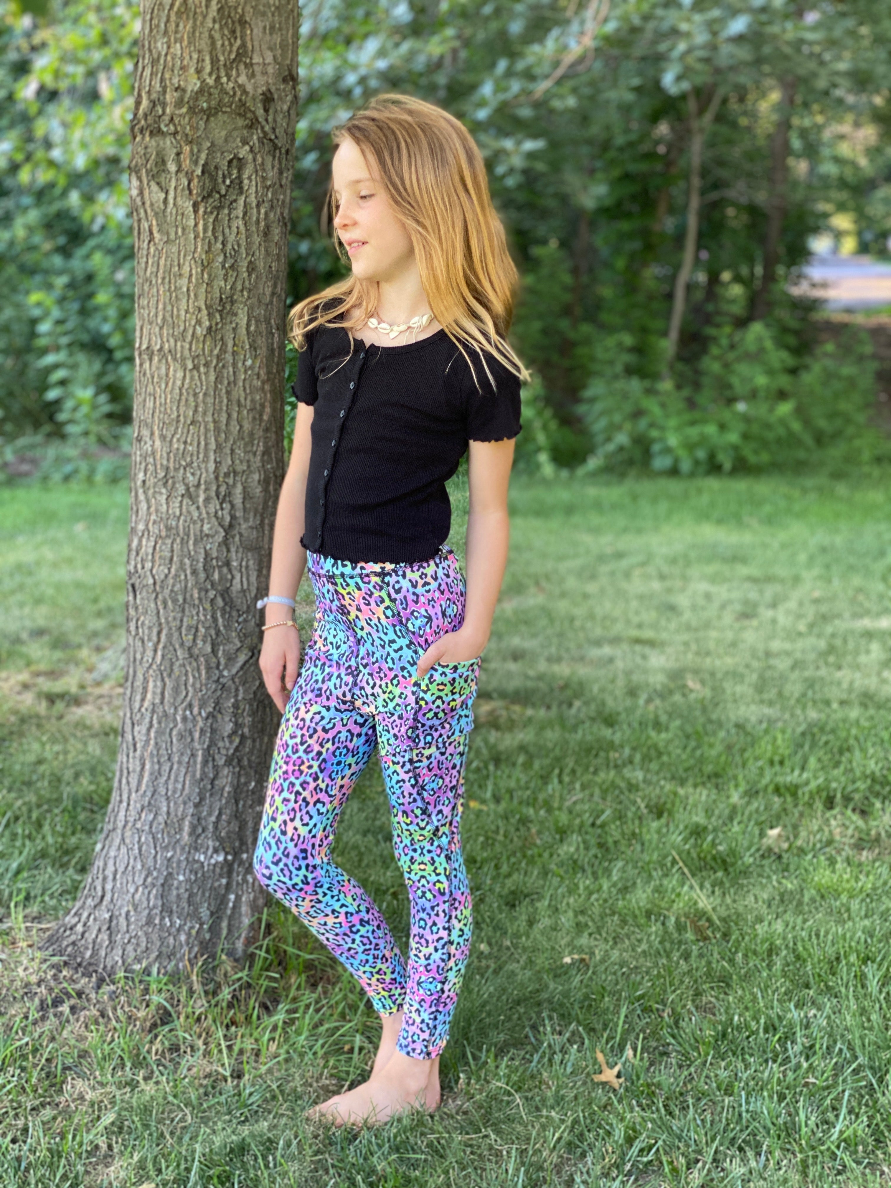Pink and Blue leopard leggings