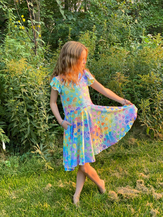 pastel heart dress Heart Print Valentine's Day Dress: Pink Gradient Long Sleeve Party Dress