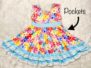 Floral Double Ruffle Twirly Tank Dress