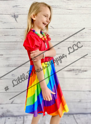 Red Rainbow Swirl Twirly Dress