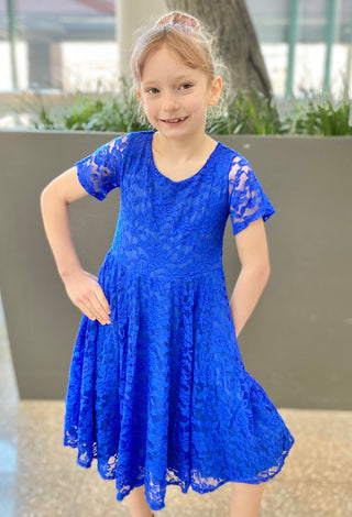 Royal Blue Lace Fancy Twirly Dress