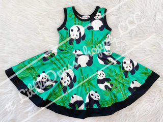 Green Panda Twirly Dress