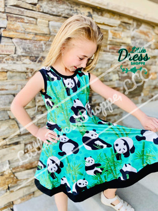 Green Panda Twirly Dress