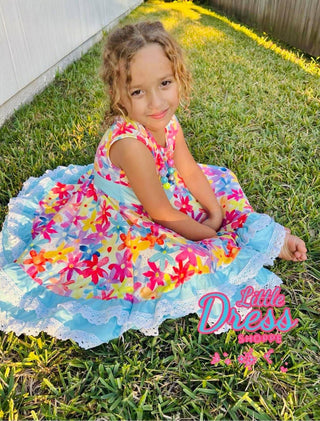 Floral Double Ruffle Twirly Tank Dress